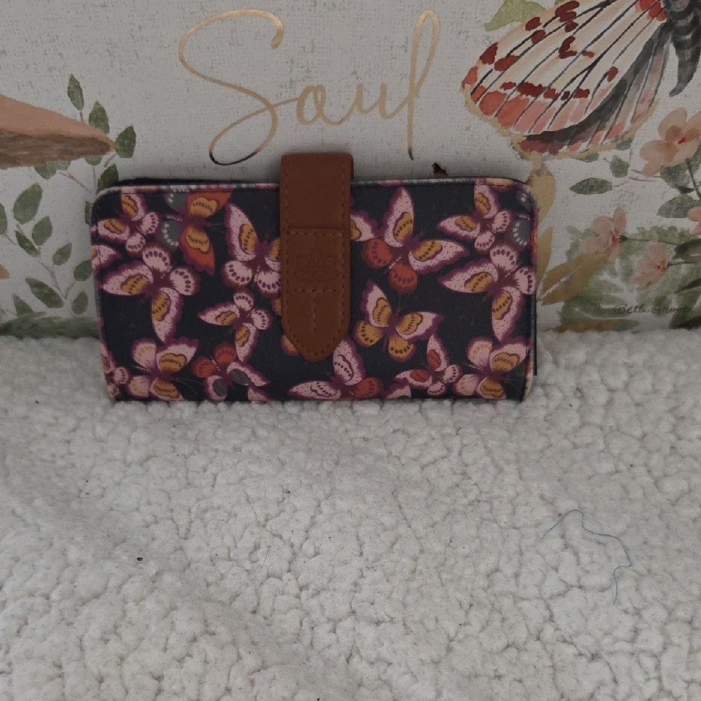 ❣️5|$25❣️Floral Print Trifold Wallet with Brown Tab